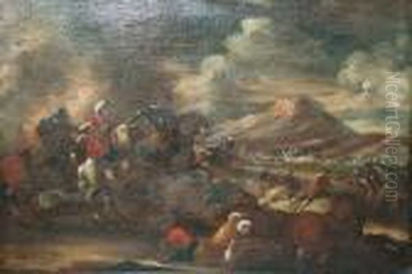  Choc De Bataille Contre Les Turcs  Oil Painting by Jacques Courtois