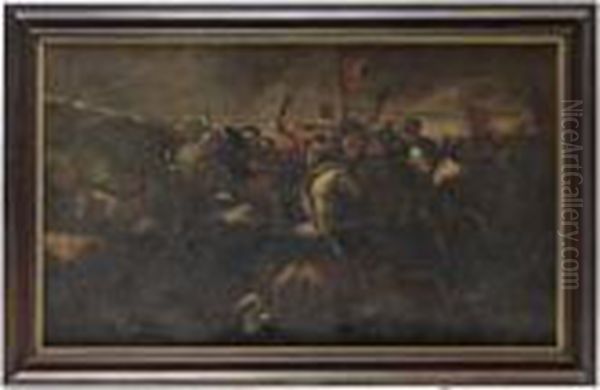 Bataljscen Mellan Kristna Och Turkar Oil Painting by Jacques Courtois