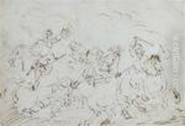 Combat De Cavalerie Oil Painting by Jacques Courtois