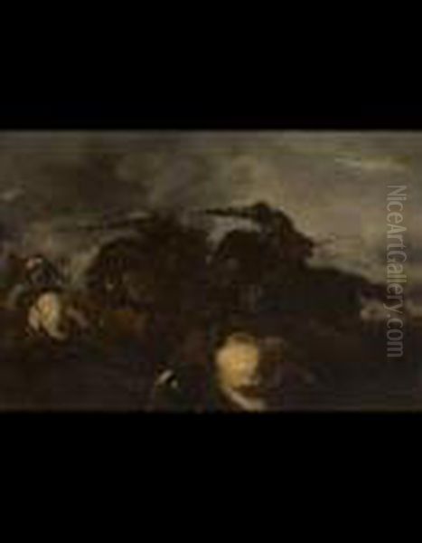 Scontro Di Cavalleria Oil Painting by Jacques Courtois