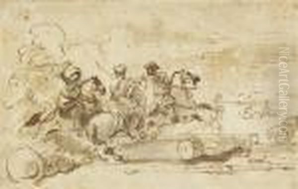 Cavalry Encounters Oil Painting by Jacques Courtois