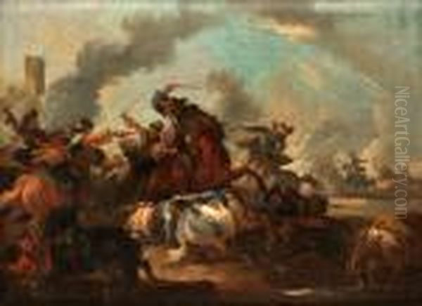 Ryttarbatalj Oil Painting by Jacques Courtois