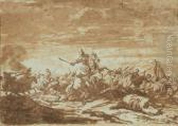 Engagement De Cavalerie Oil Painting by Jacques Courtois