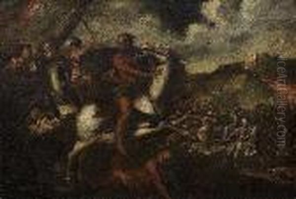 Batalla Al Pie De Un Castillo Oil Painting by Jacques Courtois