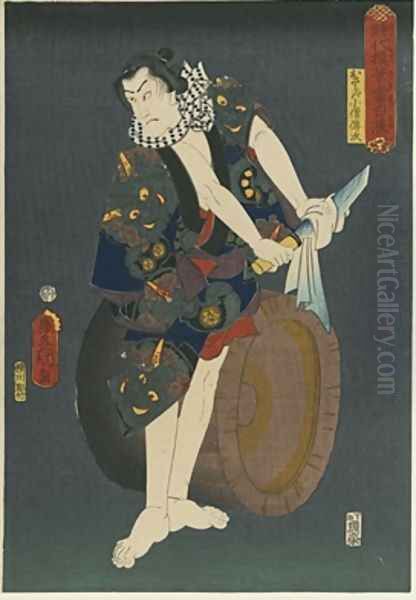 The Actor Kawarazaki Gonjuro I as Osarabakuzo Denji Oil Painting by Utagawa Kunisada