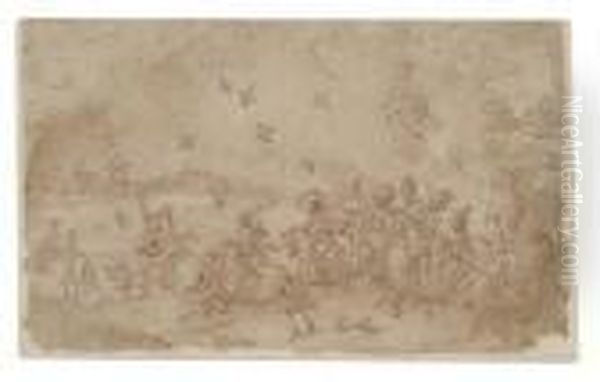 A Hunt Scene Oil Painting by Jacques Courtois