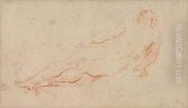 Reclining Male Nude Oil Painting by Jacques Courtois