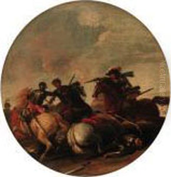 Cavalry Engagements Oil Painting by Jacques Courtois