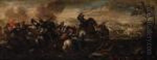 Cavalry Skirmishes Between Crusaders And Turks Oil Painting by Jacques Courtois