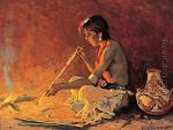 Straightening Arrows Oil Painting by Eanger Irving Couse