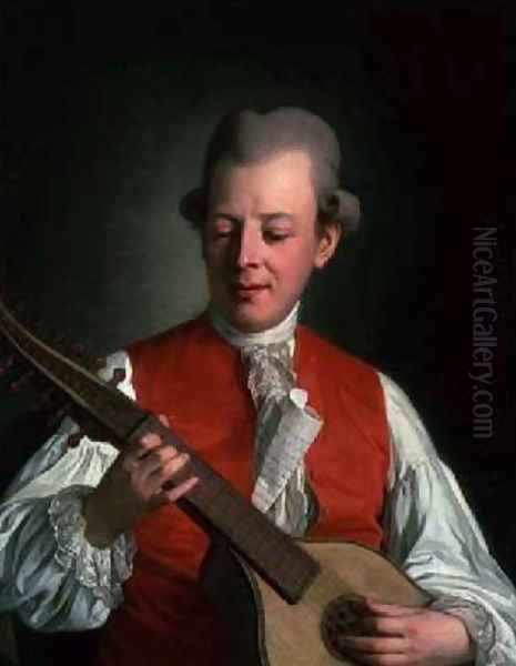 Portrait of the poet Carl Mikael Bellman 1740-95 Oil Painting by Per (the elder) Krafft