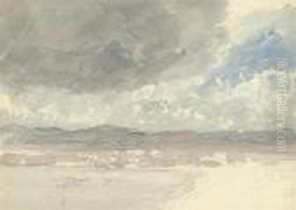 Coastal Landscape With A Squall Approaching Oil Painting by David I Cox
