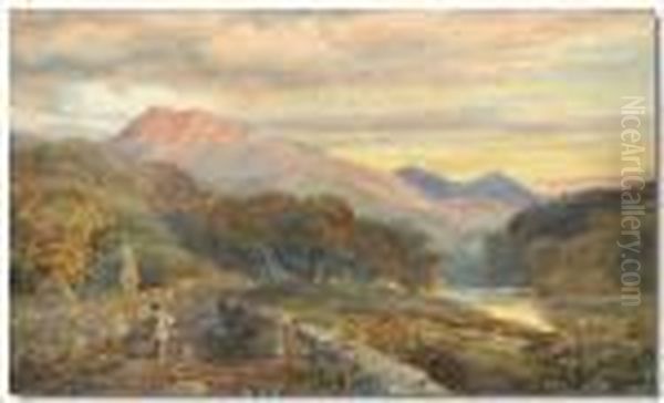 Evening Landscape, 
North Wales Oil Painting by David Cox
