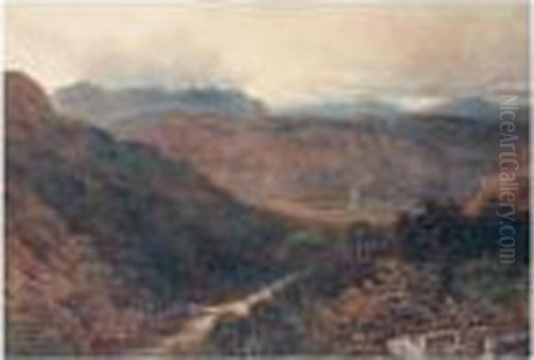 Clouds Gathering In The Mountains Oil Painting by David Cox