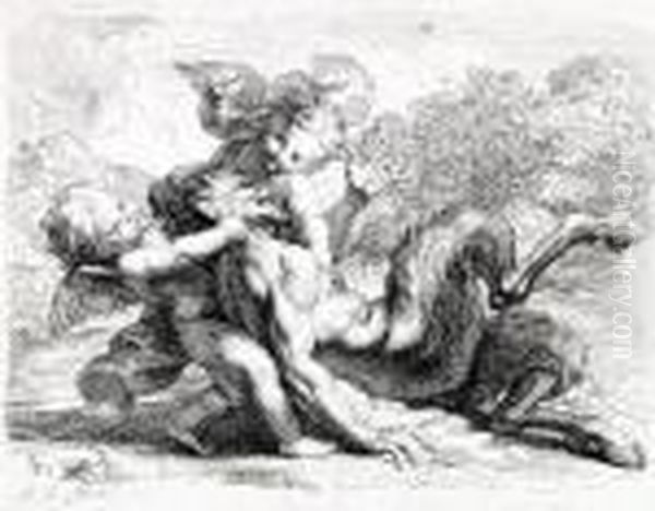 Pan Von
Zwei Liebesgottern Besiegt Oil Painting by Antoine Coypel