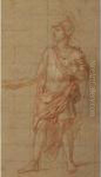 Etude Pour La Figure D'enee 
[antoine Coypel ; Study For Enee ; Red Chalk, Black Chalk, Heightened 
With White Chalk, Squared With Black Chalk] Oil Painting by Antoine Coypel