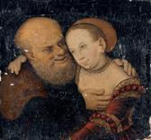 Scene D'amour Inegal Oil Painting by Lucas The Elder Cranach