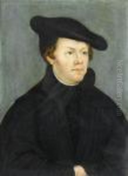 Portrait Of Dr. 
Martin Luther Oil Painting by Lucas The Elder Cranach