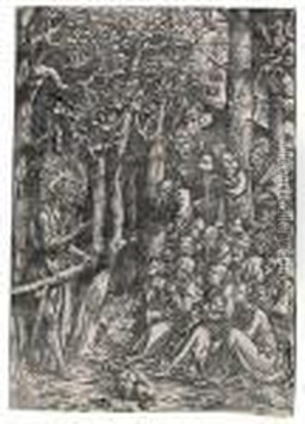 St 
John The Baptist Preaching In The Wilderness Oil Painting by Lucas The Elder Cranach