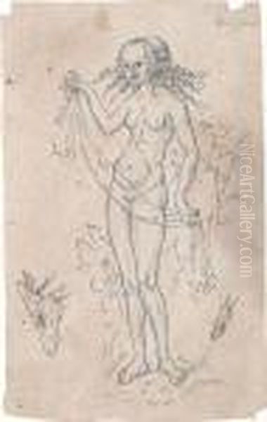 Studie Einer Stehenden Frau Mit Schleier Oil Painting by Lucas The Elder Cranach