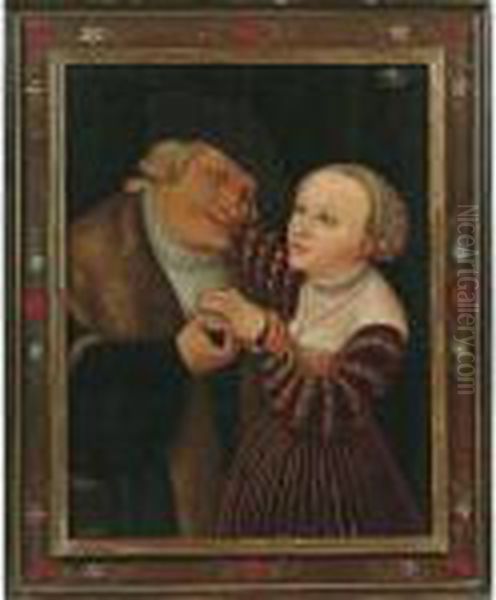 Vecchio Con Fanciulla Oil Painting by Lucas The Elder Cranach