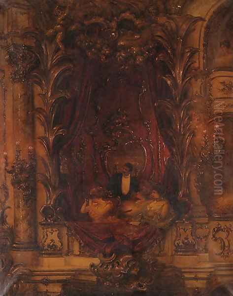 An evening at the opera Oil Painting by Carl Kahler