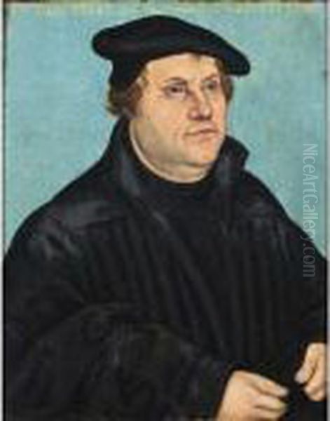 A Portrait Of Martin Luther (1483-1546) Oil Painting by Lucas The Elder Cranach