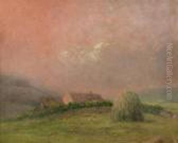 Haystack At Twilight Oil Painting by Bruce Crane