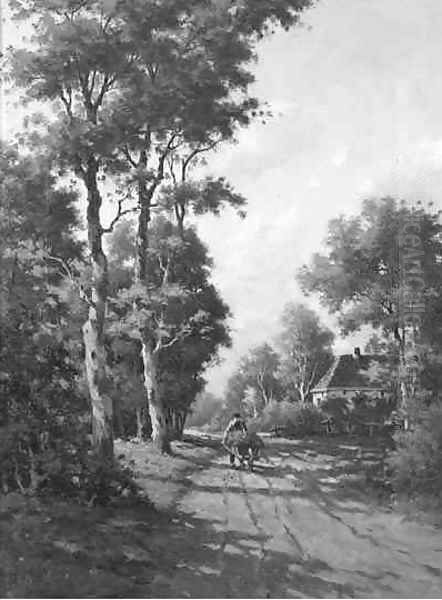 Calves by a barn Oil Painting by Fedor Van Kregten