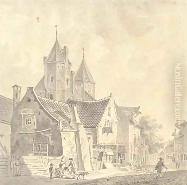 Ruins of Castle Sandenburg near Veere Oil Painting by Johannes Hermanus Koekkoek Snr