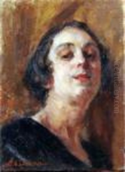 Volto Di Donna Oil Painting by Luigi Crisconio