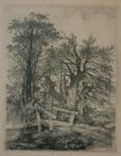 Footbridge At Cringleford Oil Painting by John Crome