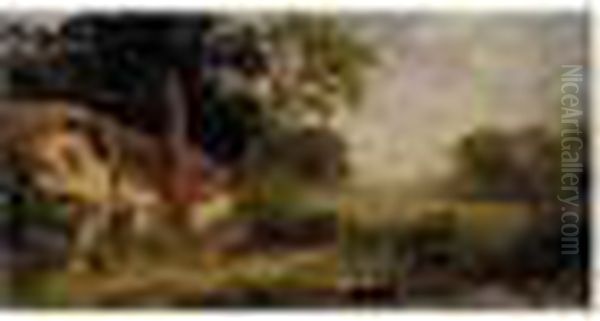 The Four Seasons: Spring In 
England; Summer In Italy; Autumn In America; Winter In Switzerland Oil Painting by Jasper Francis Cropsey