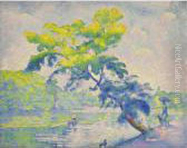 L'arbre Penche Or Le Rameur Oil Painting by Henri Edmond Cross