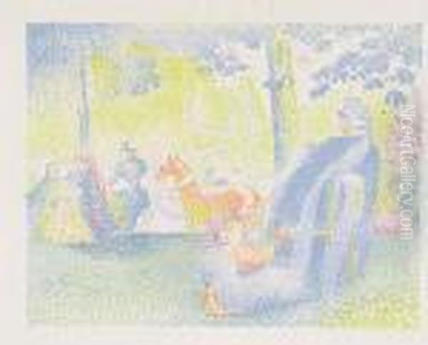 Les Champs-elysees<</b> Oil Painting by Henri Edmond Cross