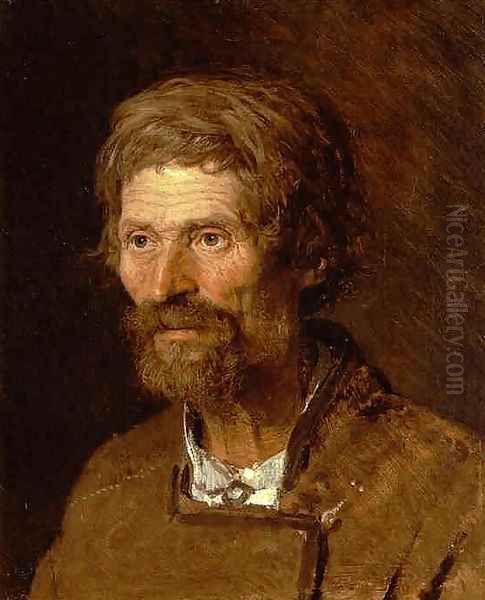 Head Of An Old Ukranian Peasant Oil Painting by Ivan Nikolaevich Kramskoy