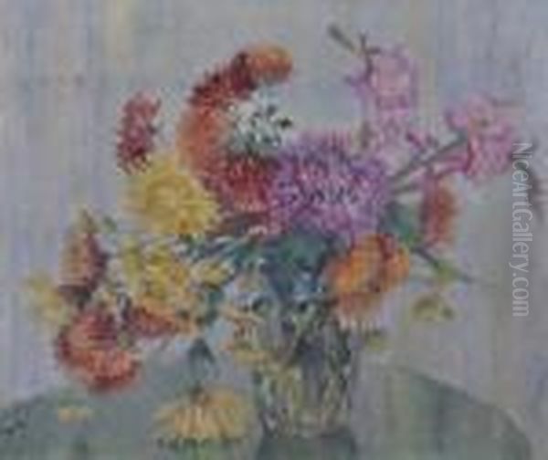 American Chrysanthemums Oil Painting by Edward Alfred Cucuel