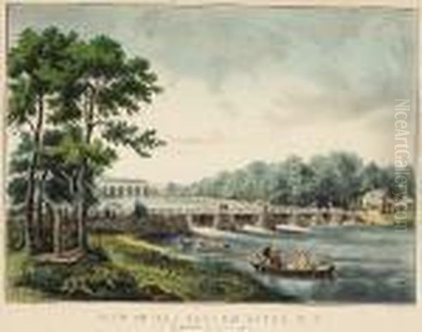 View On The Harlem River, N.y.: The Highbridge In The Distance Oil Painting by Currier & Ives Publishers