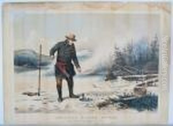 On Chateaugay Lake Oil Painting by Currier & Ives Publishers