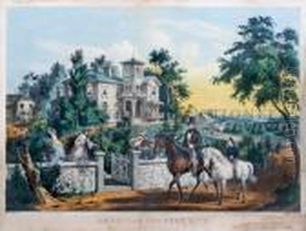 American Country Life. May Morning. Oil Painting by Currier