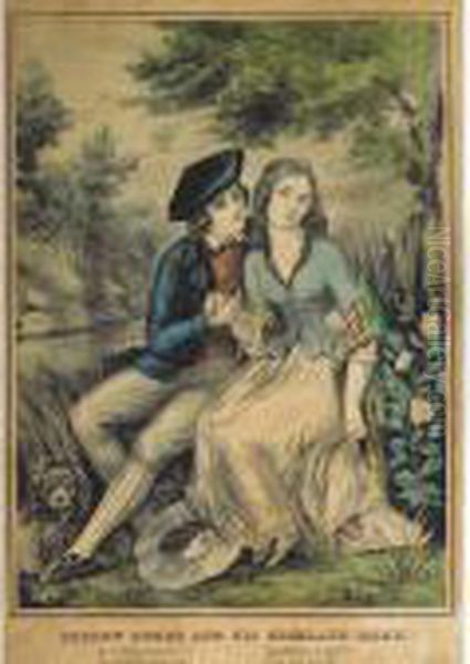 Five Scenes Of Love: Robert 
Burns And His Highland Mary [c5182]; Byron And Marianna [c761]; The Day 
Before Marriage [c1459]; The Love Letter [c5182]; Love Expedient [not In
 Conningham] Oil Painting by Currier