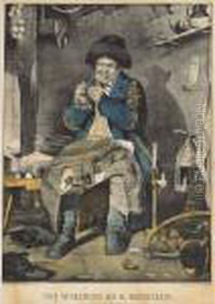 Single [c5526]; Handcoloured 
Lithograph. Published In 1846 At 152 Nassau Street, New York. Oil Painting by Currier