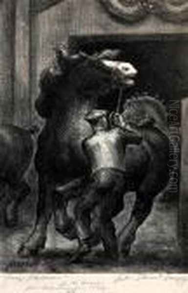 Prize Stallions Oil Painting by John Steuart Curry