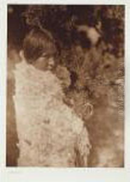 A Cree Girl Oil Painting by Edward Sherrif Curtis