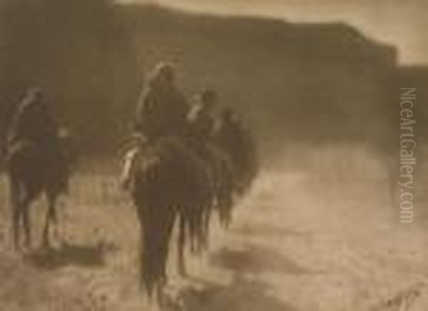 Vanishing Race Oil Painting by Edward Sherrif Curtis