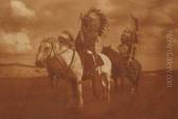 Sioux Chiefs Oil Painting by Edward Sherrif Curtis