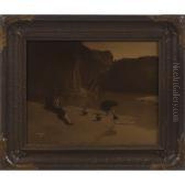 At The Old Well At Acoma Oil Painting by Edward Sherrif Curtis