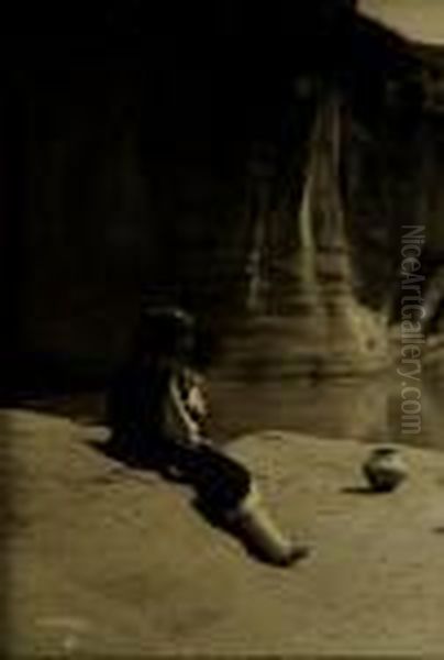 The Old Well Of Acoma Oil Painting by Edward Sherrif Curtis