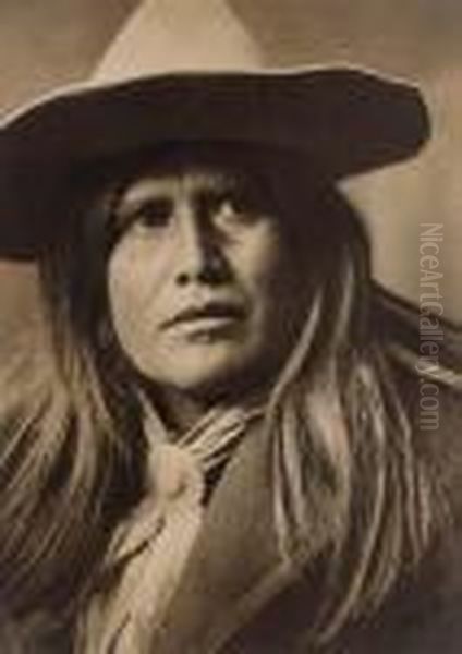Apache Cowboy Oil Painting by Edward Sherrif Curtis