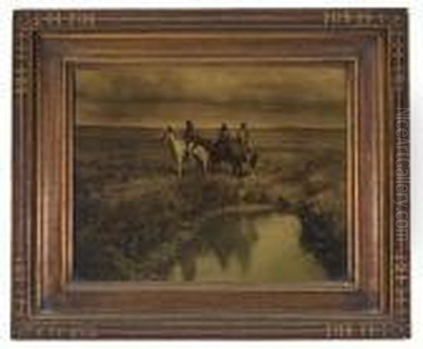Three Chiefs Oil Painting by Edward Sherrif Curtis